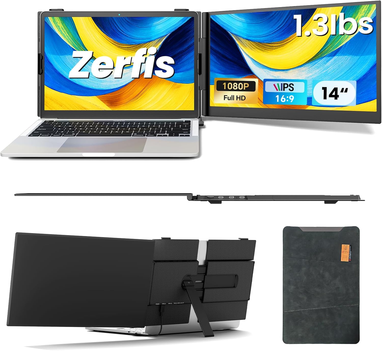 Zerfis laptop screen extender 14 inch FHD 1080P portable monitor for laptops